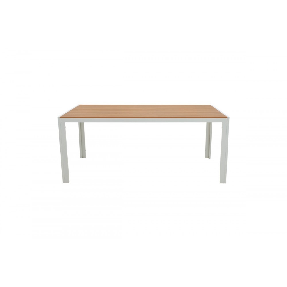 Τραπεζαρία 7τμχ "NARES-PINO B" από αλουμίνιο/plywood σε λευκό/φυσικό χρώμα 180x90x72.5