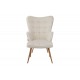 Πολυθρόνα με υποπόδιο "MADDISON" από βελούδο/μέταλλο σε κρεμ/φυσικό χρώμα 68x72x98