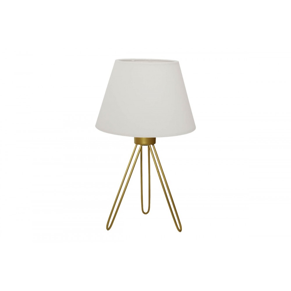 Επιτραπέζιο φωτιστικό "SHERINI" από μέταλλο/ύφασμα σε χρυσό/κρεμ χρώμα Φ22x33