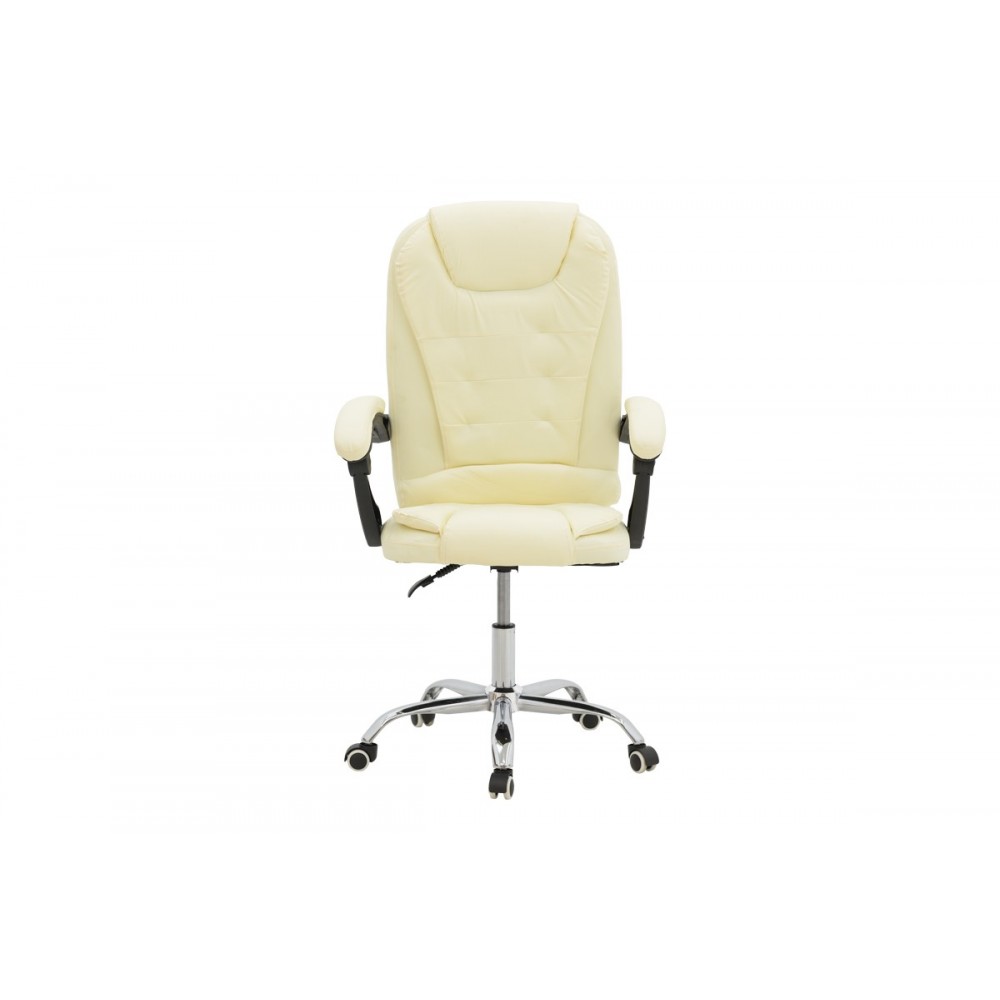 Καρέκλα γραφείου "KARDI" από τεχνόδερμα σε μπεζ χρώμα 66x64x117