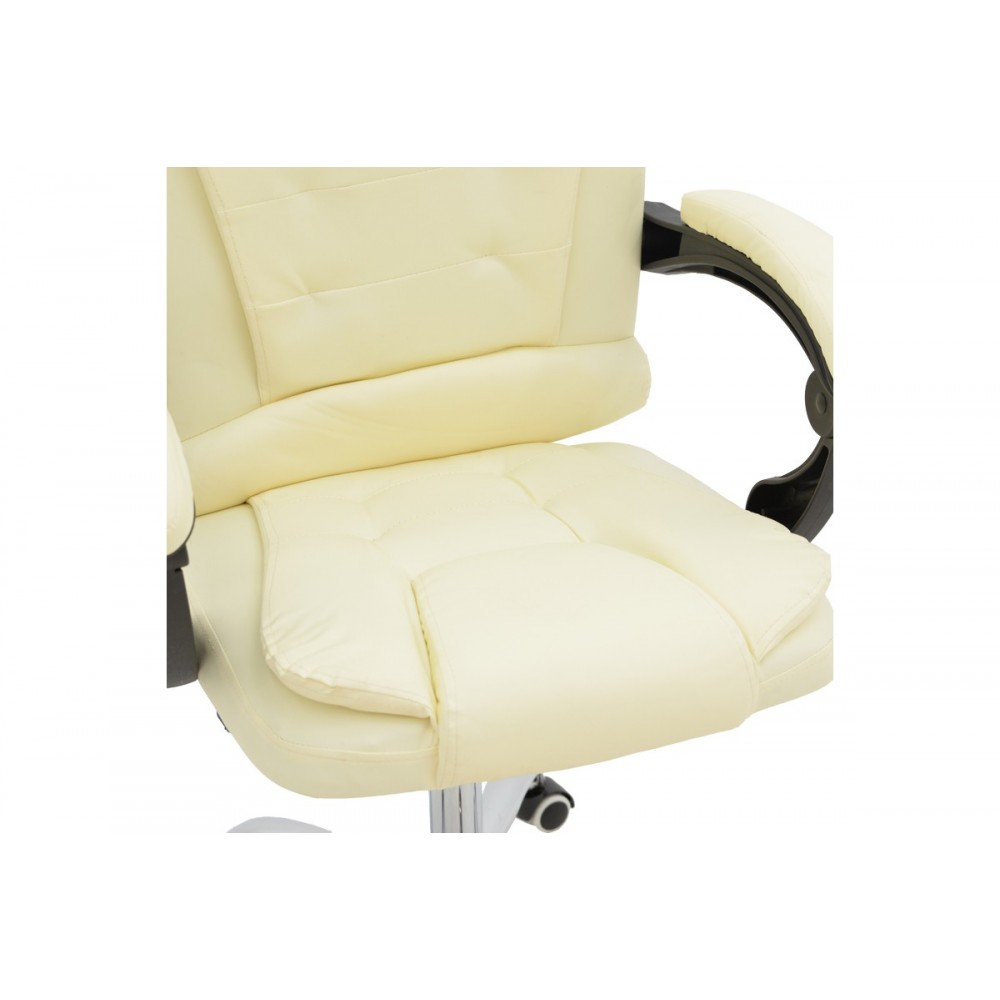 Καρέκλα γραφείου "KARDI" από τεχνόδερμα σε μπεζ χρώμα 66x64x117