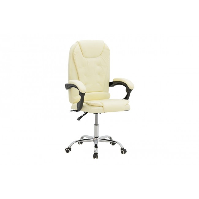 Καρέκλα γραφείου "KARDI" από τεχνόδερμα σε μπεζ χρώμα 66x64x117