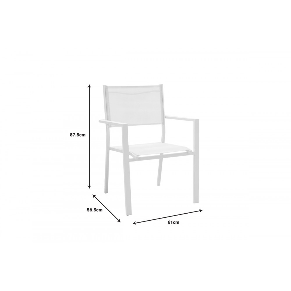 Τραπεζαρία 7τμχ "NARES-MOLY A" από αλουμίνιο/plywood σε λευκό/φυσικό χρώμα 180x90x72.5