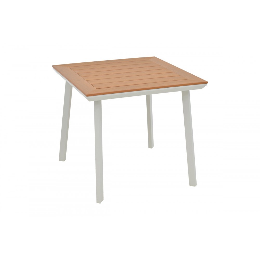 Τραπεζαρία 3τμχ "MOLY-SYNERGY" από αλουμίνιο/textilene σε λευκό/φυσικό χρώμα 80x80x74