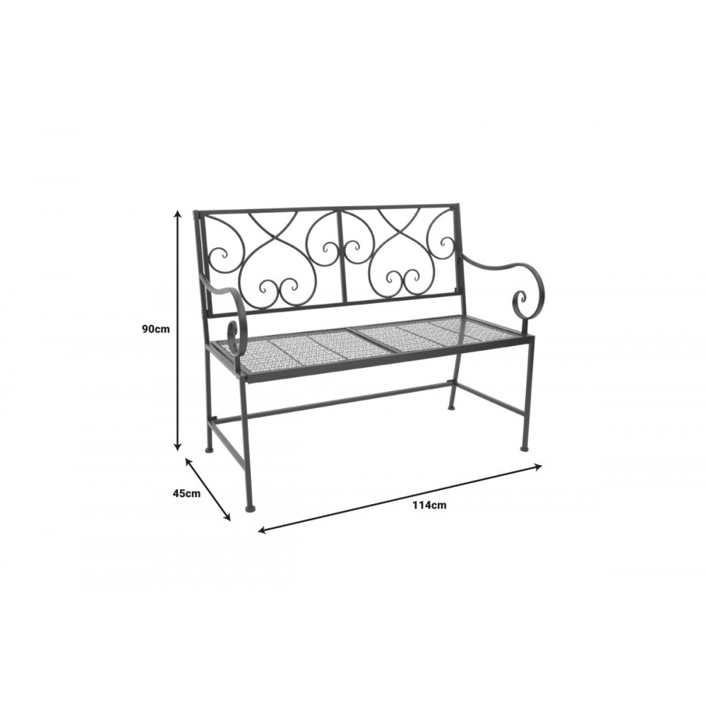 Παγκάκι "CAZPO" από μέταλλο σε μαύρο χρώμα 114x45x90