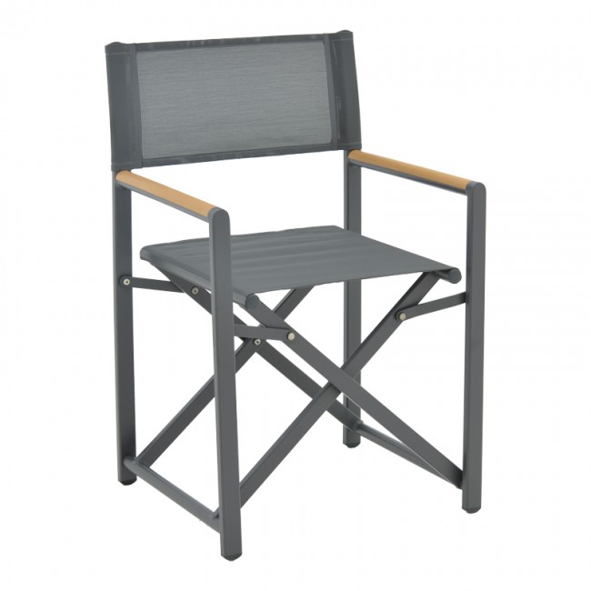 Τραπεζαρία 5τμχ "NAOKI-KLITON A" από αλουμίνιο/textilene σε ανθρακί χρώμα 150x80x74