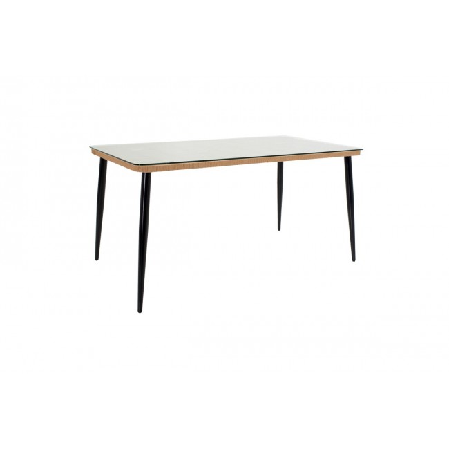 Τραπεζαρία 7τμχ "NAOKI X" από pe rattan/μέταλλο σε φυσικό/μαύρο χρώμα 160x90x78