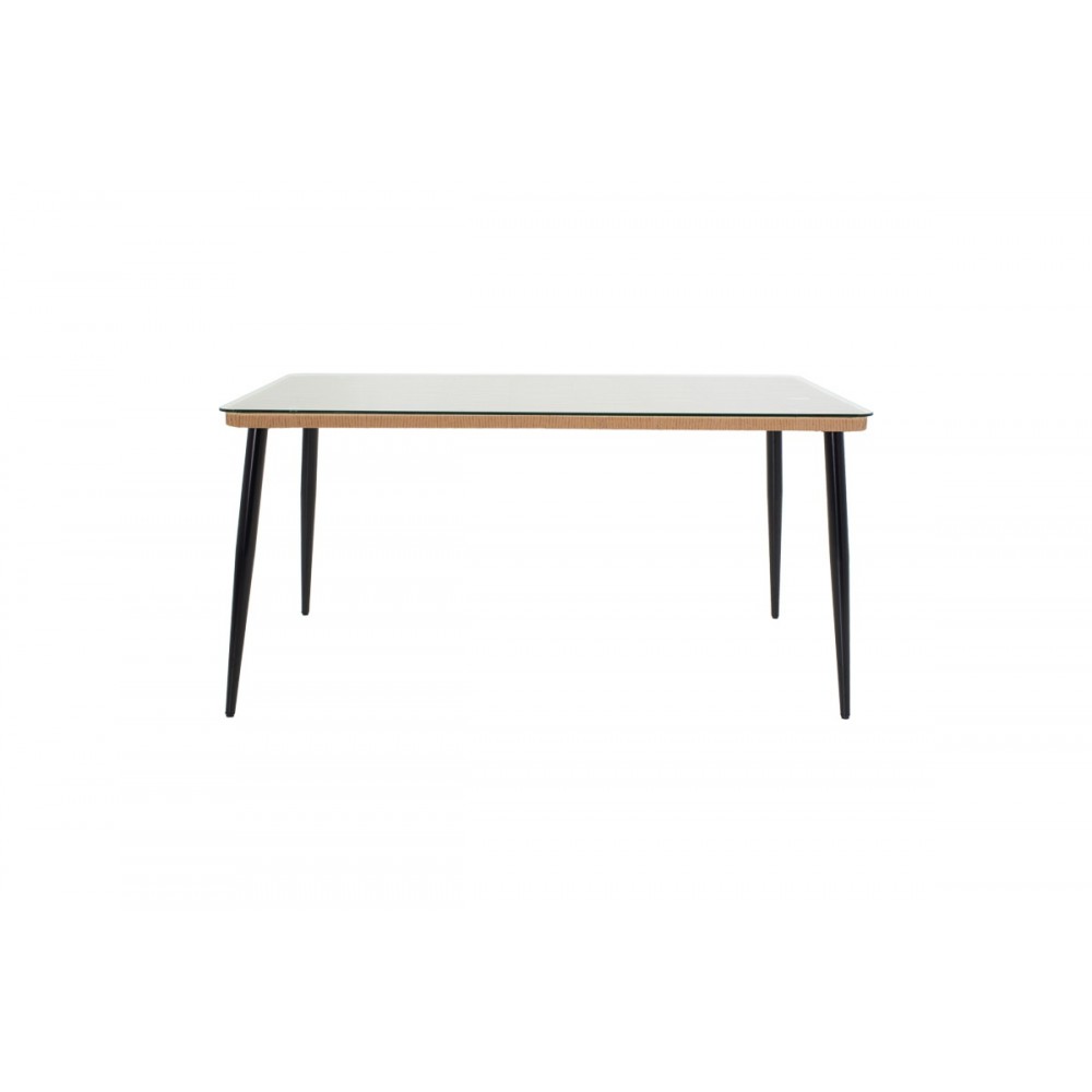 Τραπεζαρία 5τμχ "NAOKI U" από pe rattan/μέταλλο σε φυσικό/μαύρο χρώμα 160x90x78