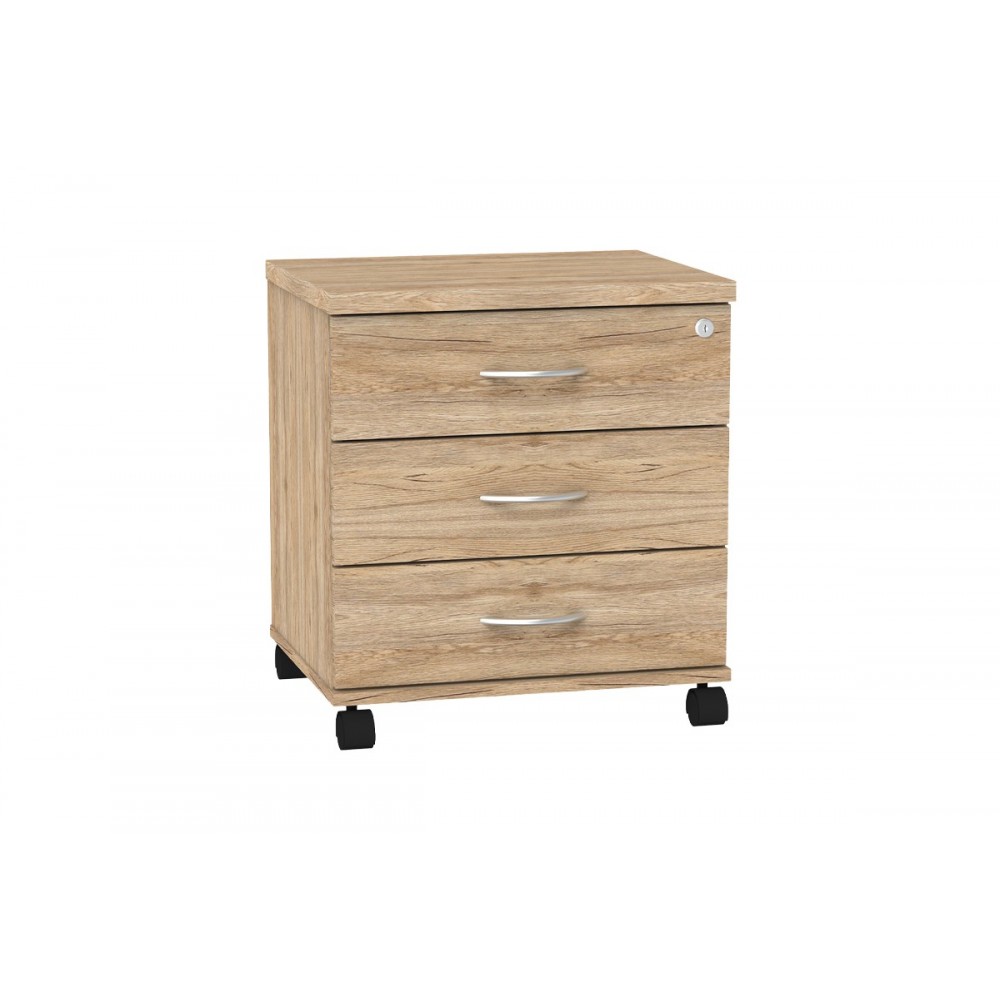 Συρταριέρα γραφείου τροχήλατη "ANZE" σε φυσικό χρώμα 48x38x53