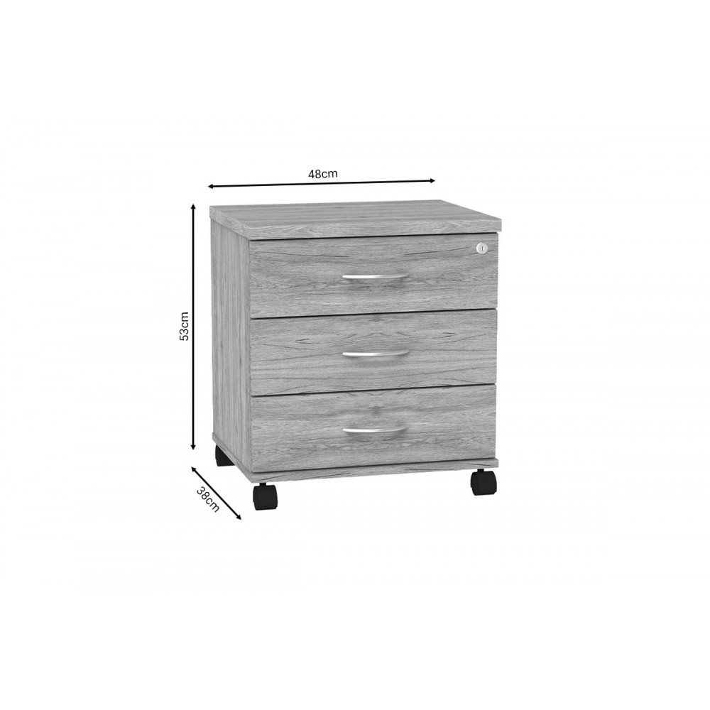 Συρταριέρα γραφείου τροχήλατη "ANZE" σε φυσικό χρώμα 48x38x53