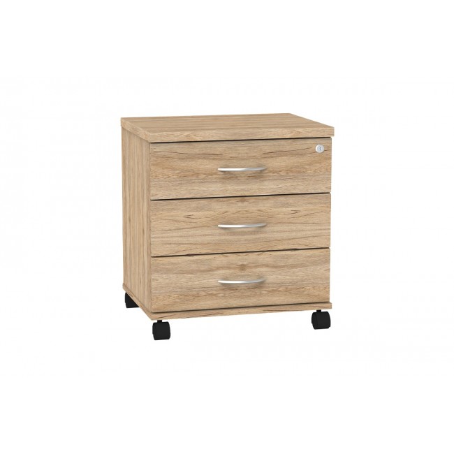 Συρταριέρα γραφείου τροχήλατη "ANZE" σε φυσικό χρώμα 48x38x53