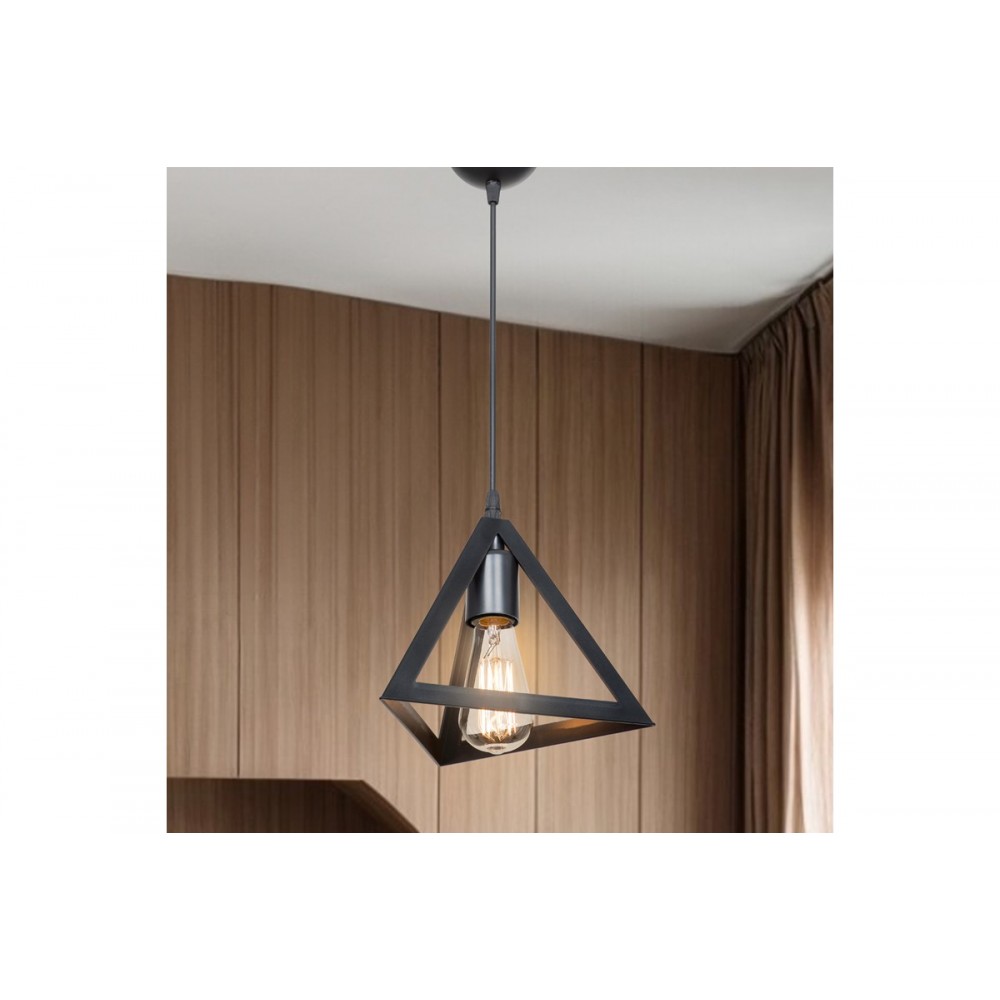 Φωτιστικό οροφής "LESLY" μονόφωτο από pp σε μαύρο χρώμα Φ24x58