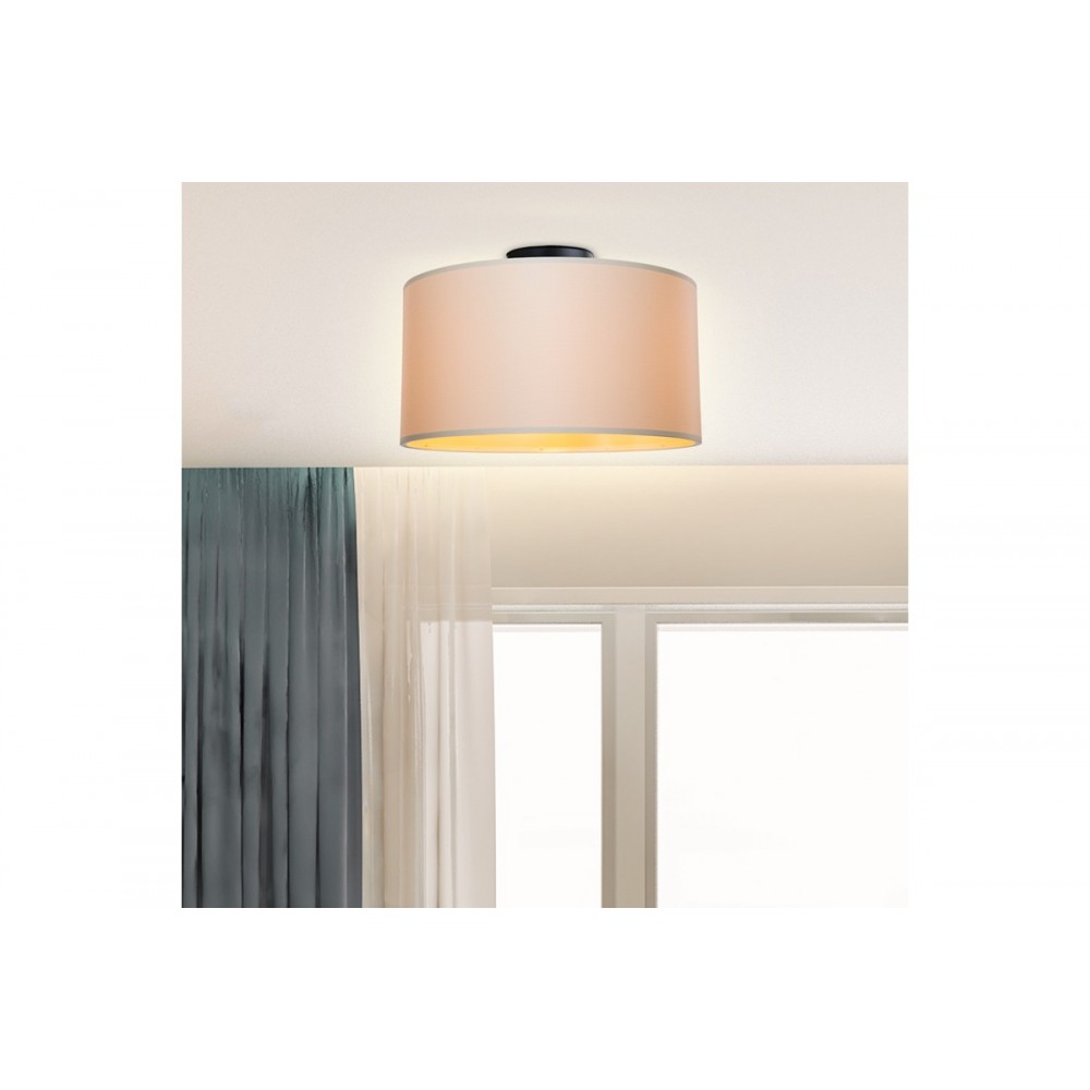 Φωτιστικό μονόφωτο "GARRY" από ύφασμα σε κρεμ χρώμα Φ38x21