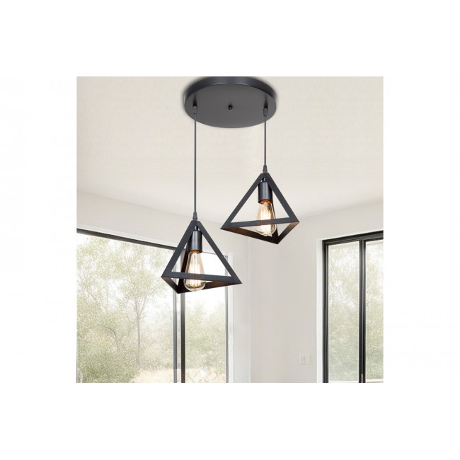 Φωτιστικό δίφωτο "KECHA" από pp σε μαύρο χρώμα Φ50x60