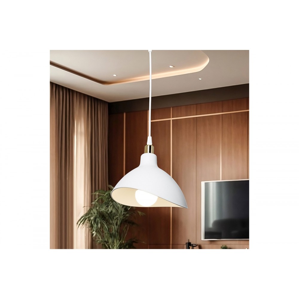 Φωτιστικό οροφής "OUFOA" μονόφωτο από pp σε λευκό χρώμα Φ22x53