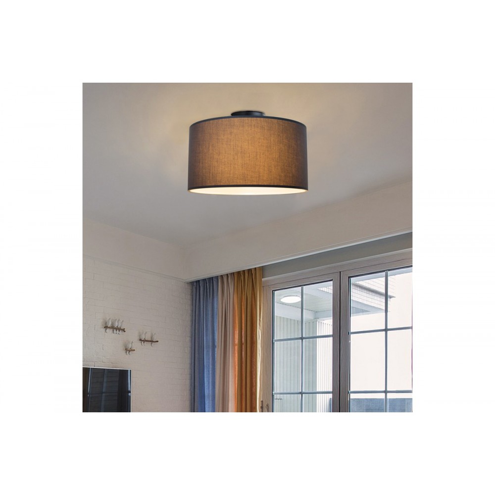 Φωτιστικό οροφής "MOMOA" από ύφασμα σε γκρι χρώμα Φ30x21