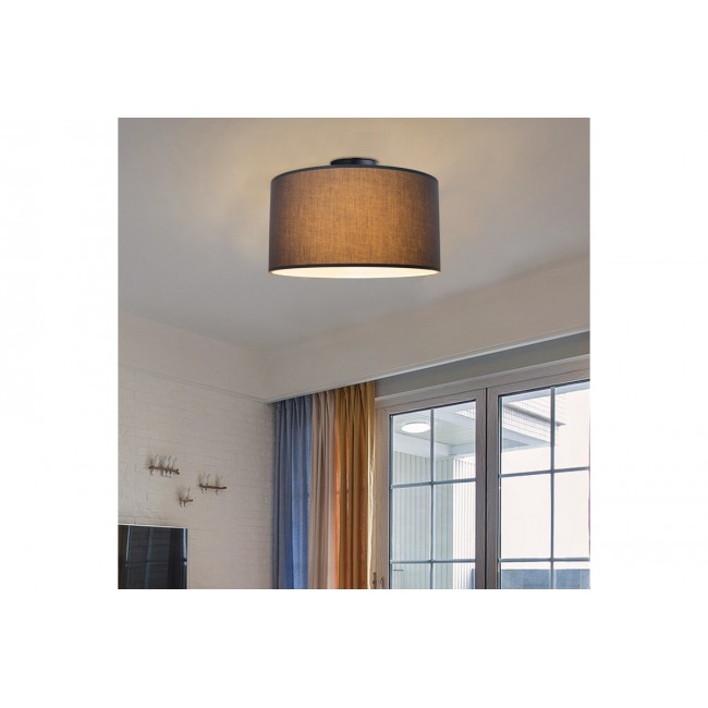 Φωτιστικό οροφής "MOMOA" από ύφασμα σε γκρι χρώμα Φ30x21