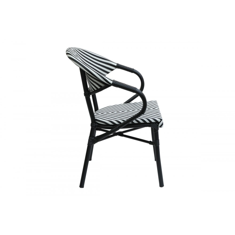 Πολυθρόνα "ISAIA" από αλουμίνιο/textilene σε μαύρο/λευκό χρώμα 57x57x83