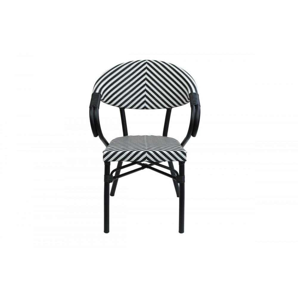 Πολυθρόνα "ISAIA" από αλουμίνιο/textilene σε μαύρο/λευκό χρώμα 57x57x83