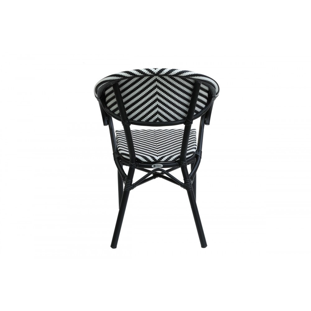 Πολυθρόνα "ISAIA" από αλουμίνιο/textilene σε μαύρο/λευκό χρώμα 57x57x83