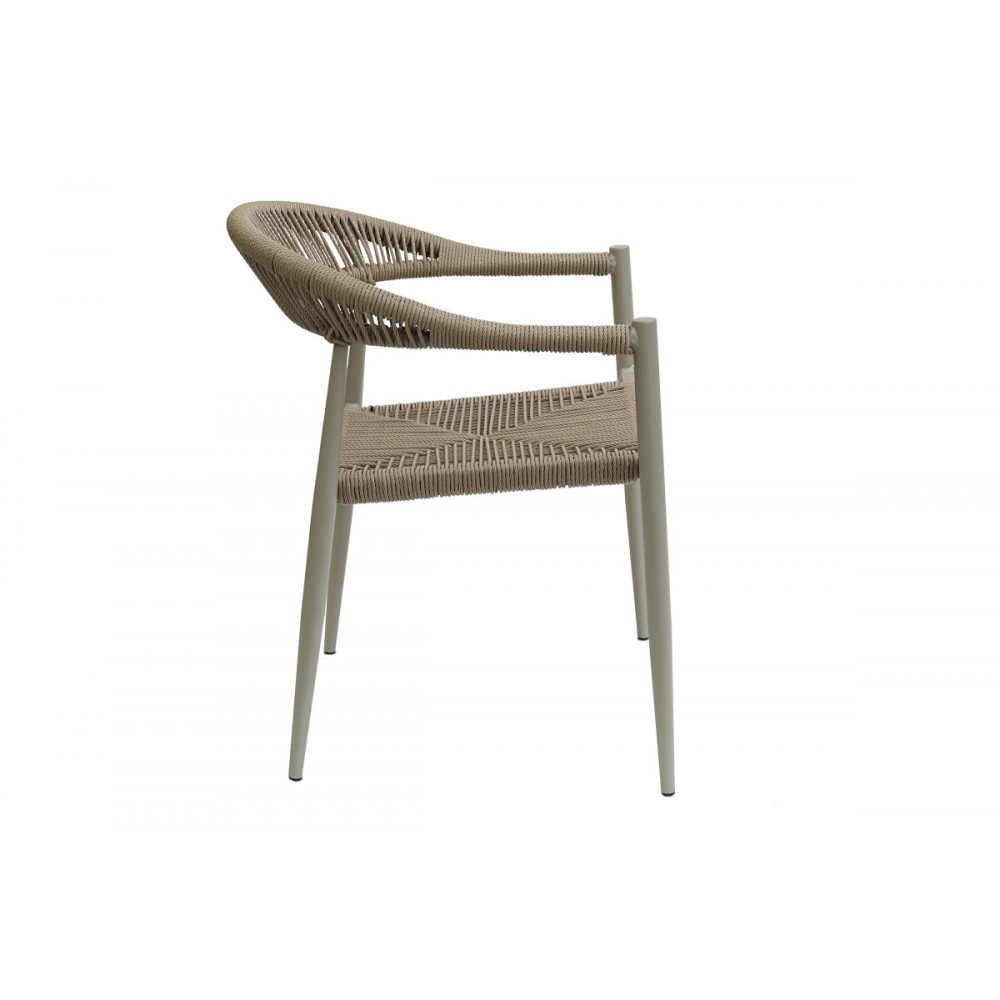 Πολυθρόνα "FAGEN" από αλουμίνιο/σχοινί σε σαμπανιζέ/φυσικό χρώμα 56x60x78