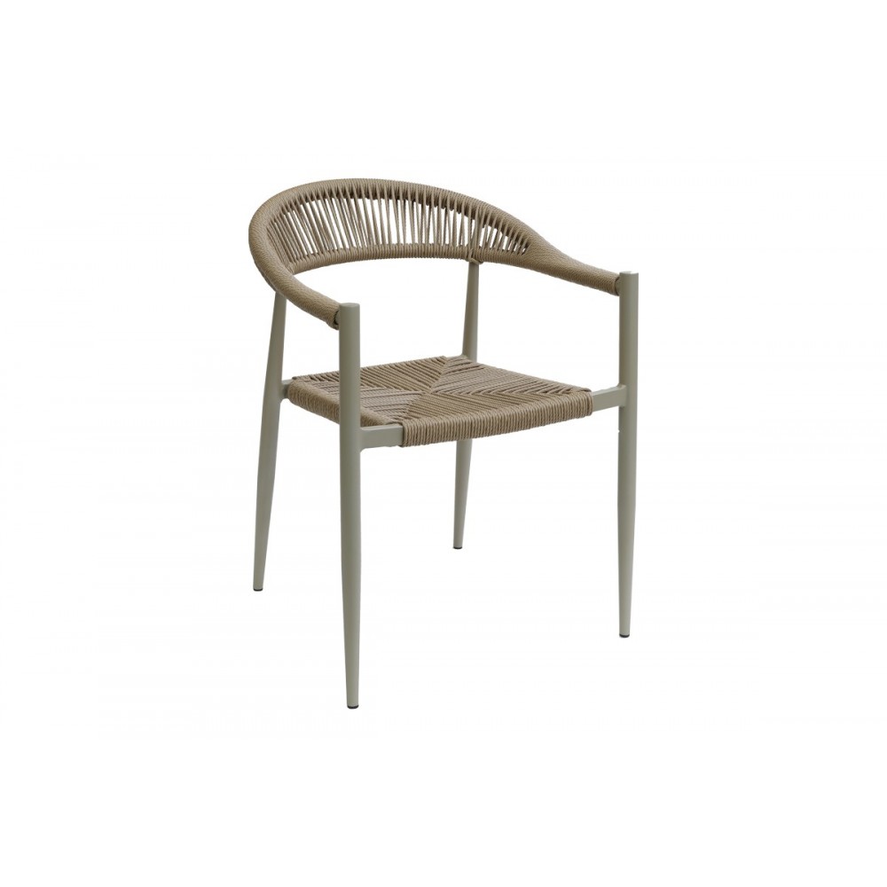 Πολυθρόνα "FAGEN" από αλουμίνιο/σχοινί σε σαμπανιζέ/φυσικό χρώμα 56x60x78