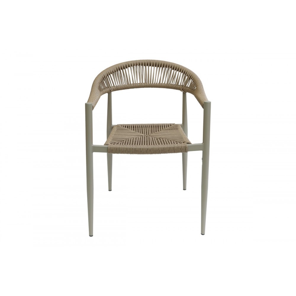 Πολυθρόνα "FAGEN" από αλουμίνιο/σχοινί σε σαμπανιζέ/φυσικό χρώμα 56x60x78