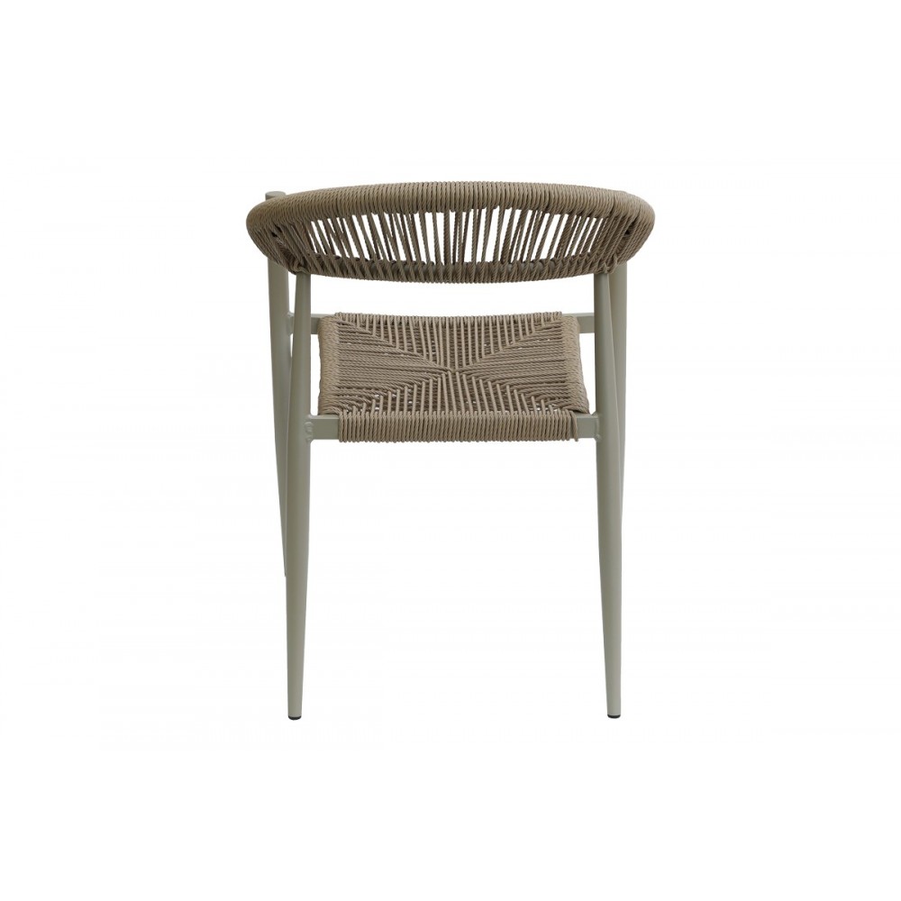 Πολυθρόνα "FAGEN" από αλουμίνιο/σχοινί σε σαμπανιζέ/φυσικό χρώμα 56x60x78