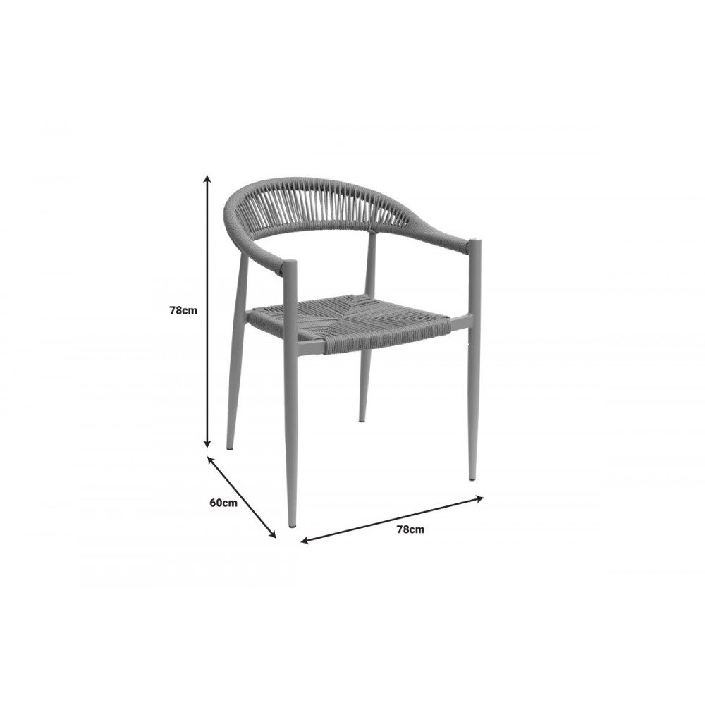 Πολυθρόνα "FAGEN" από αλουμίνιο/σχοινί σε σαμπανιζέ/φυσικό χρώμα 56x60x78