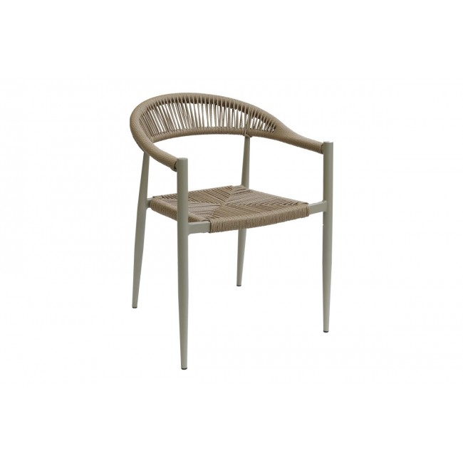 Πολυθρόνα "FAGEN" από αλουμίνιο/σχοινί σε σαμπανιζέ/φυσικό χρώμα 56x60x78