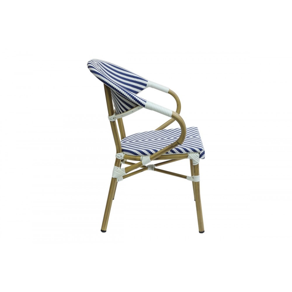 Πολυθρόνα "ISAIA" από αλουμίνιο/textilene σε μπλε/λευκό χρώμα 57x57x83