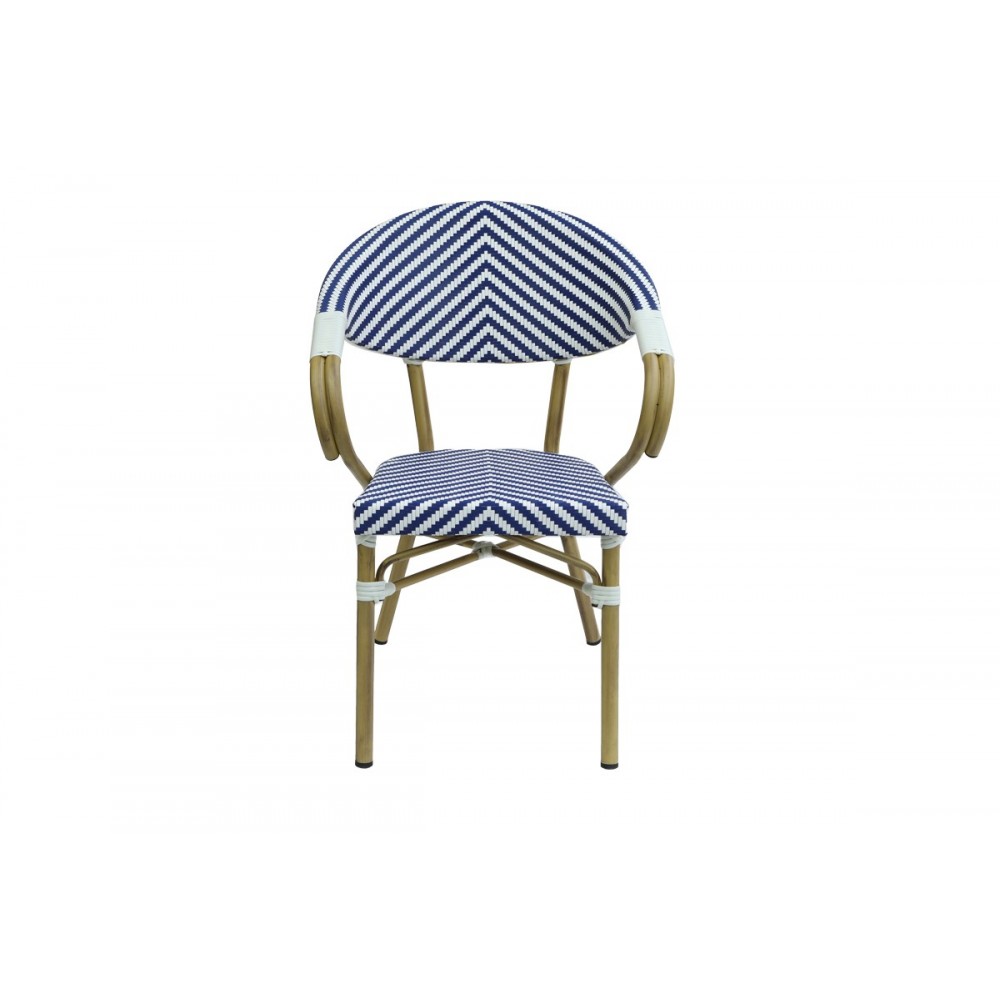 Πολυθρόνα "ISAIA" από αλουμίνιο/textilene σε μπλε/λευκό χρώμα 57x57x83