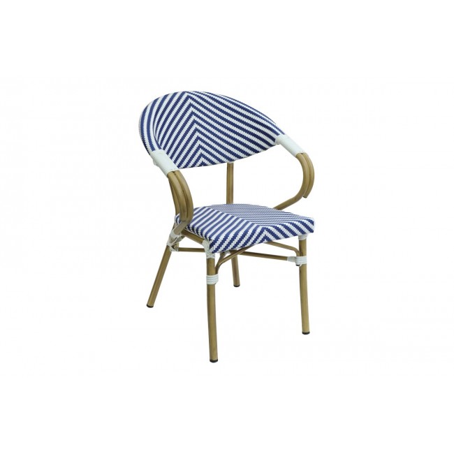 Πολυθρόνα "ISAIA" από αλουμίνιο/textilene σε μπλε/λευκό χρώμα 57x57x83