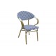 Πολυθρόνα "ISAIA" από αλουμίνιο/textilene σε μπλε/λευκό χρώμα 57x57x83