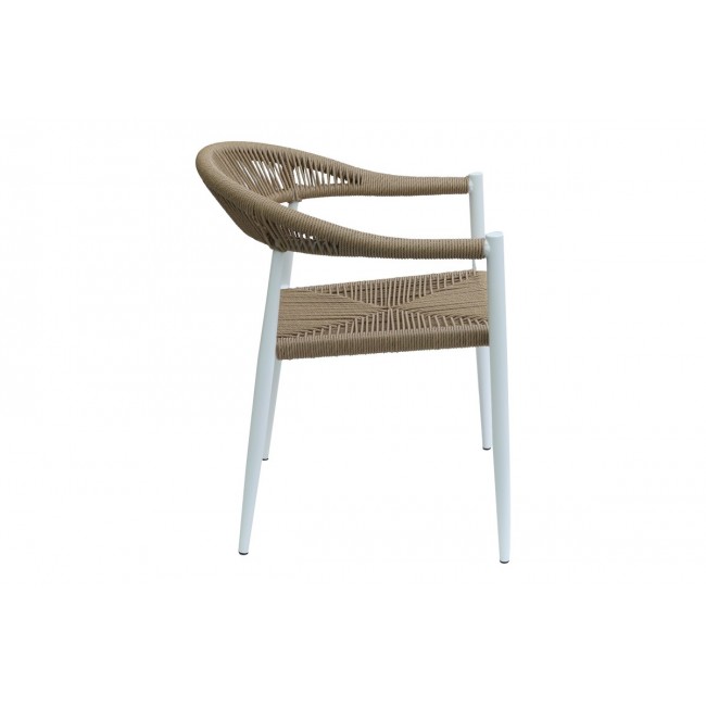 Πολυθρόνα "FAGEN" από αλουμίνιο/σχοινί σε λευκό/φυσικό χρώμα 56x60x78