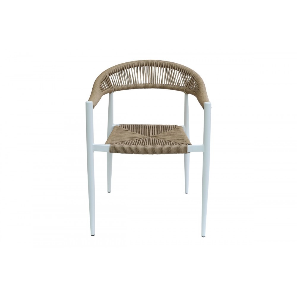 Πολυθρόνα "FAGEN" από αλουμίνιο/σχοινί σε λευκό/φυσικό χρώμα 56x60x78