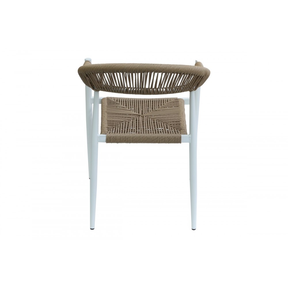 Πολυθρόνα "FAGEN" από αλουμίνιο/σχοινί σε λευκό/φυσικό χρώμα 56x60x78