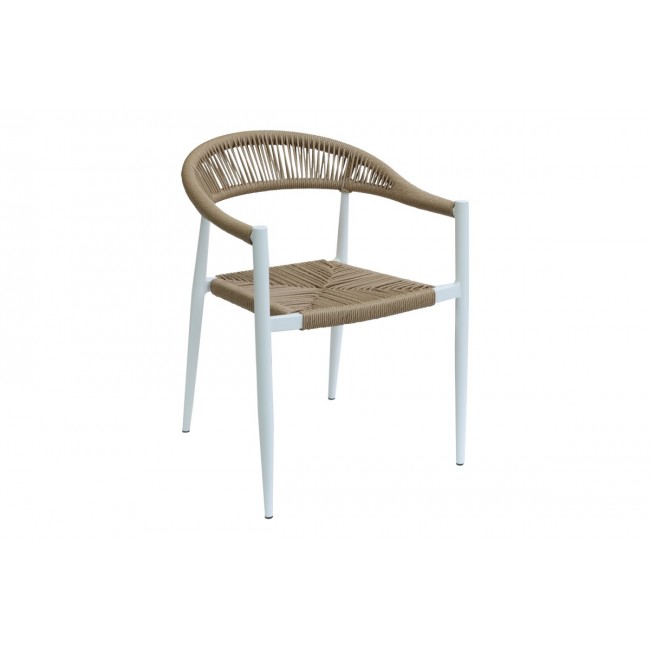Πολυθρόνα "FAGEN" από αλουμίνιο/σχοινί σε λευκό/φυσικό χρώμα 56x60x78