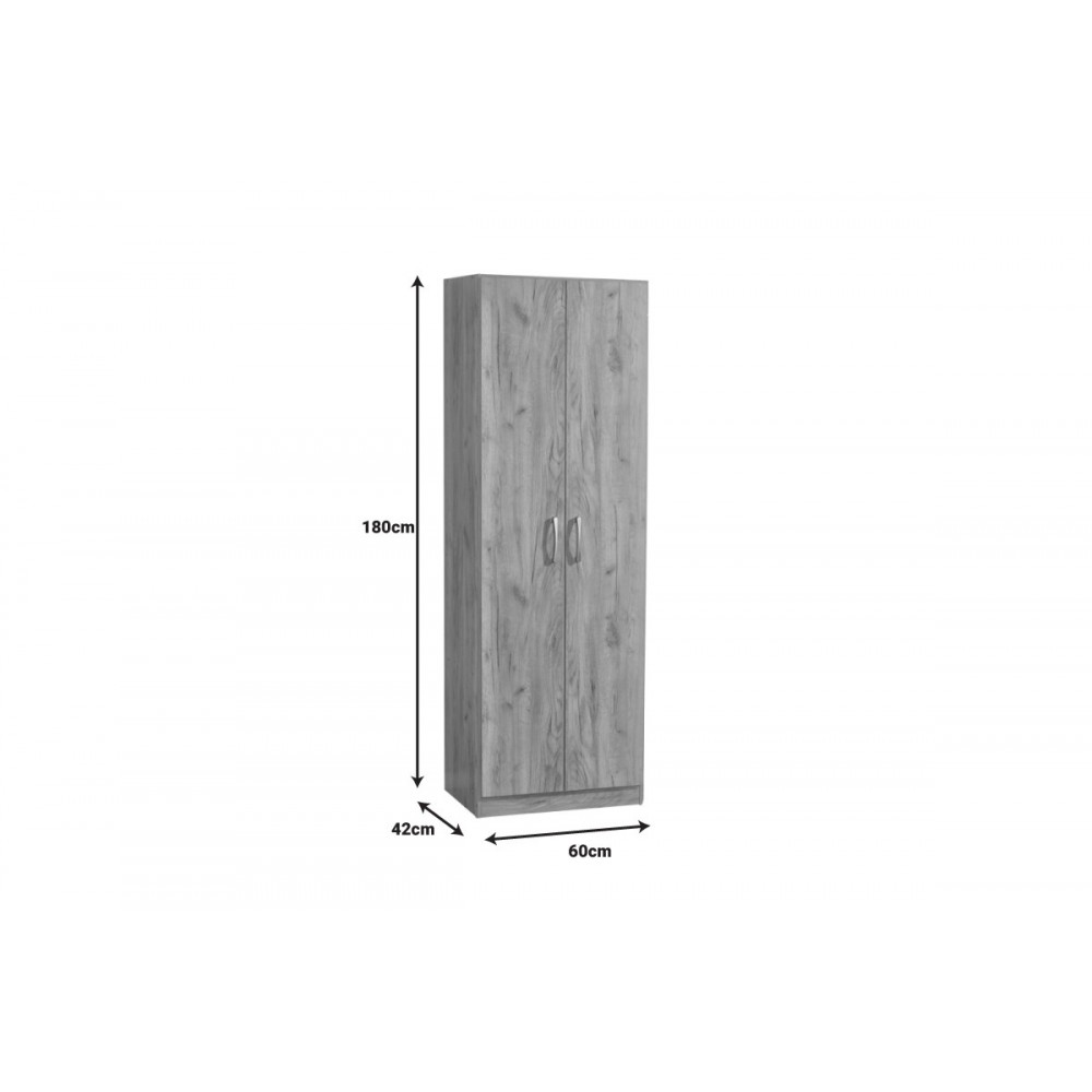 Ντουλάπα δίφυλλη "JONAR" σε χρώμα oak 60x42x180