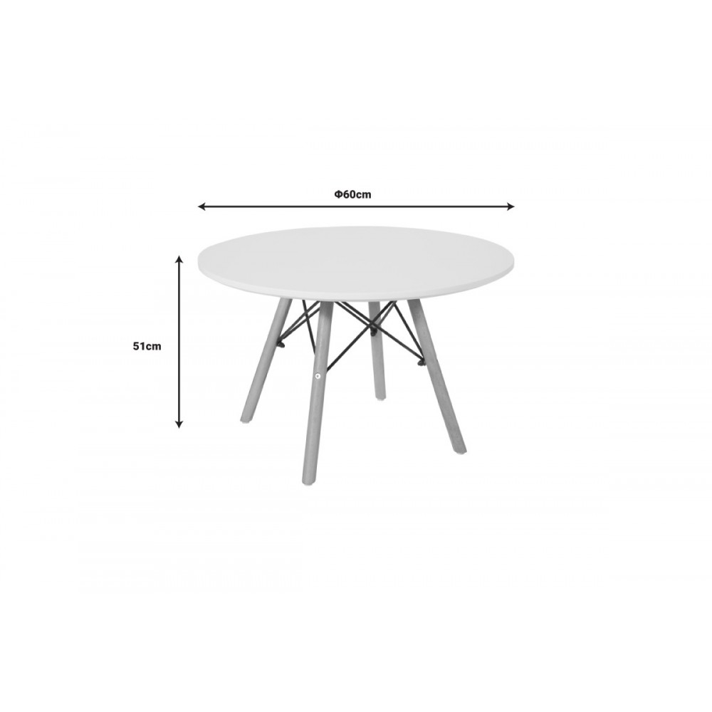 Τραπέζι παιδικό "JULITA" από mdf/ξύλο σε χρώμα λευκό/φυσικό Φ60x51