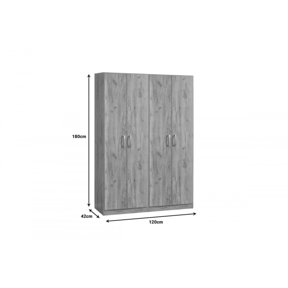 Ντουλάπα τετράφυλλη "JONAR I" σε χρώμα oak 120x42x180
