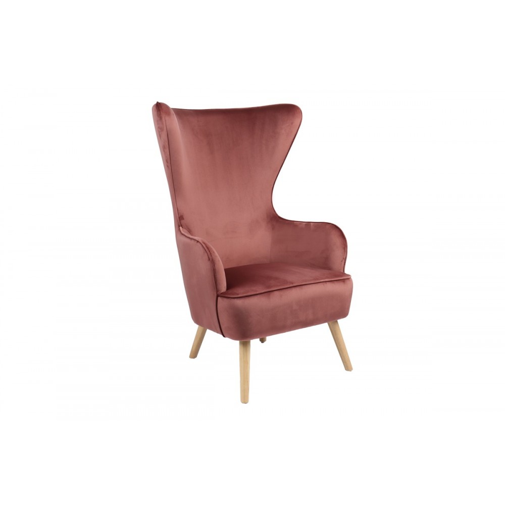 Μπερζέρα "BYFON" από μέταλλο/βελούδο σε χρώμα σάπιο μήλο 76x83x117