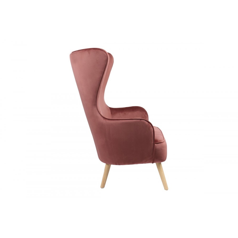 Μπερζέρα "BYFON" από μέταλλο/βελούδο σε χρώμα σάπιο μήλο 76x83x117