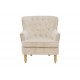 Πολυθρόνα "KEISI" από ξύλο/βελούδο σε χρώμα κρεμ 81.5x84x92.5