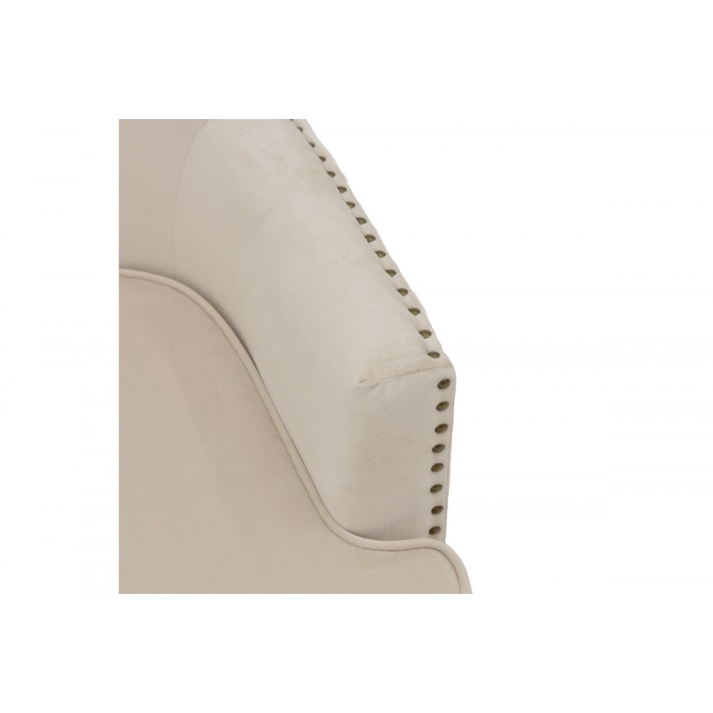 Πολυθρόνα "KEISI" από ξύλο/βελούδο σε χρώμα κρεμ 81.5x84x92.5