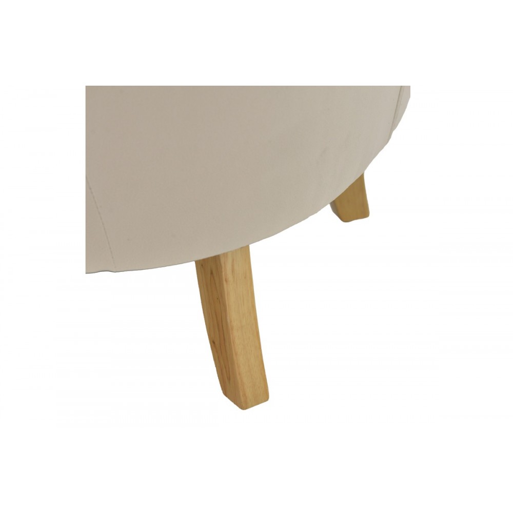 Πολυθρόνα "KEISI" από ξύλο/βελούδο σε χρώμα κρεμ 81.5x84x92.5