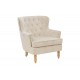 Πολυθρόνα "KEISI" από ξύλο/βελούδο σε χρώμα κρεμ 81.5x84x92.5