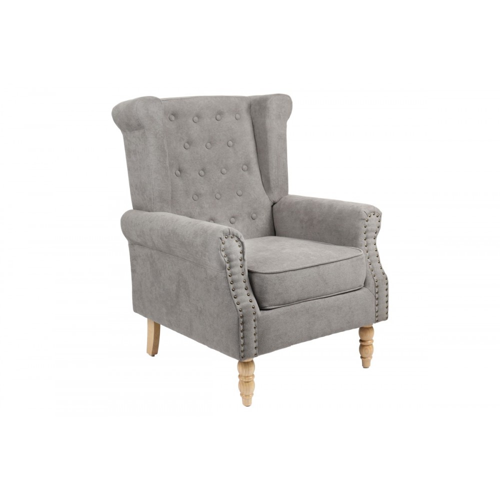 Πολυθρόνα "PIORE" από ύφασμα σε γκρι/φυσικό χρώμα 77x80x106