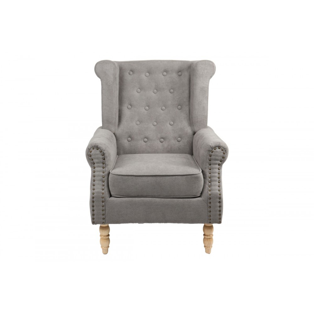 Πολυθρόνα "PIORE" από ύφασμα σε γκρι/φυσικό χρώμα 77x80x106