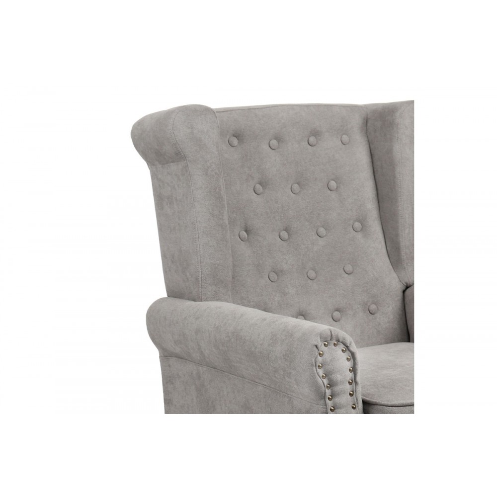 Πολυθρόνα "PIORE" από ύφασμα σε γκρι/φυσικό χρώμα 77x80x106